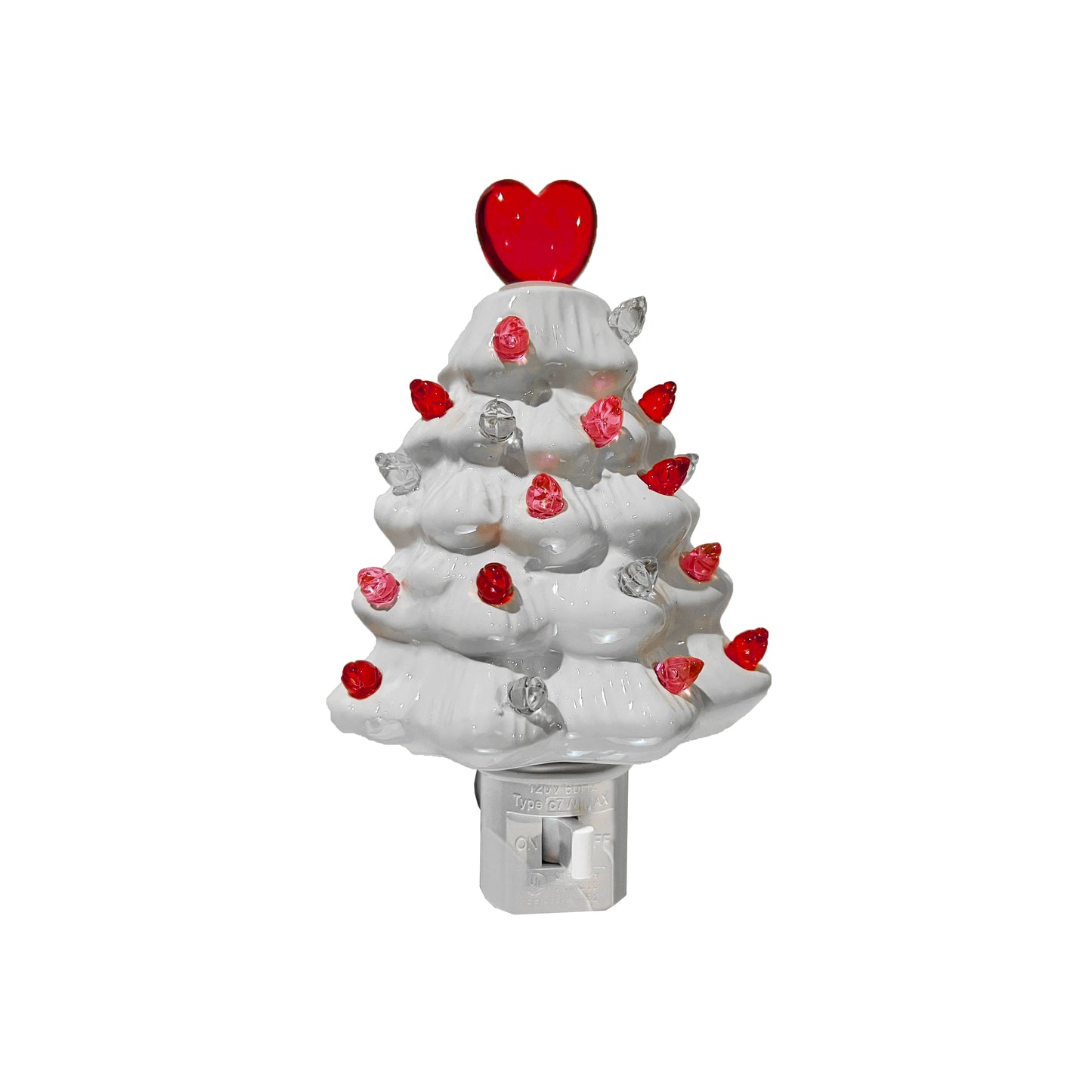 Valentine’s Day Ceramic Tree Night Light (Red Heart Top)