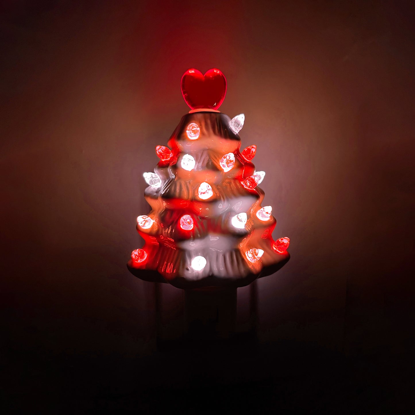 Valentine’s Day Ceramic Tree Night Light (Red Heart Top)